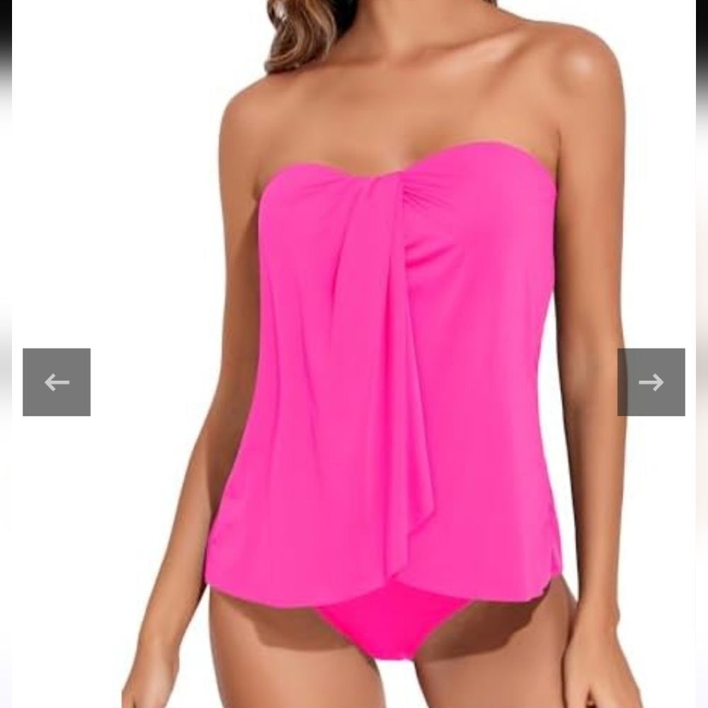 Tempt Me Two Piece Hot Pink Women's High Waist Bottom sz M